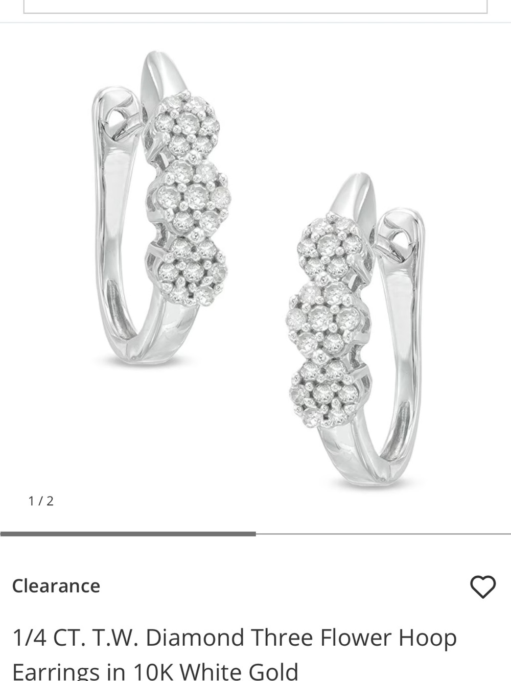 Zales 10k White Gold 1/4CT Diamond Floral Cluster Hoop Earrings - Picture 11 of 12